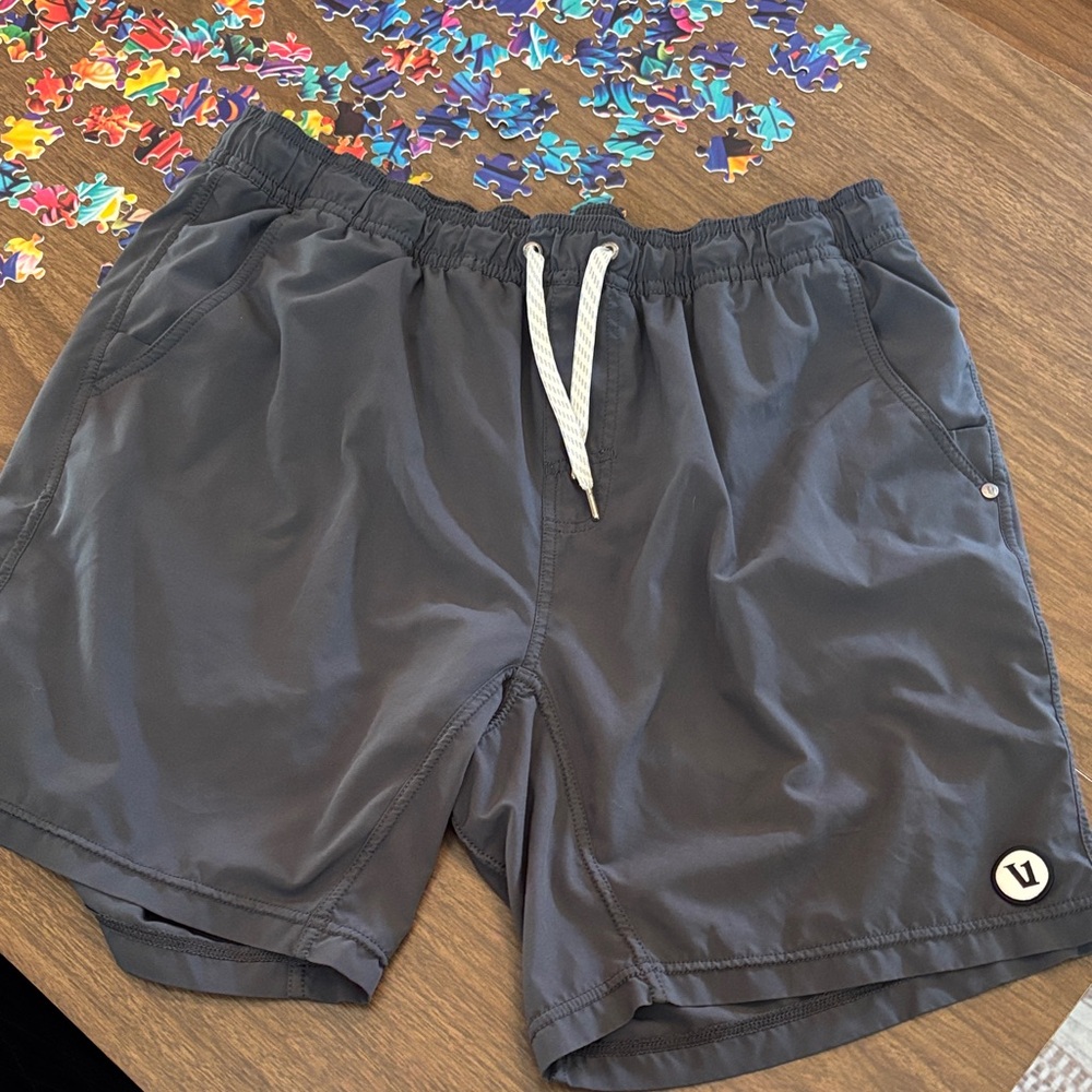 Vuori Dark Gray Stretch Drawstring Shorts